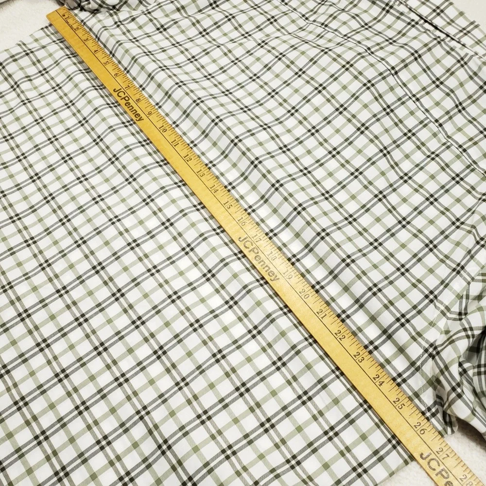 Banana Republic Button Up Shirt Men XXL Green Plaid Slim Fit Cotton Long Sleeve
